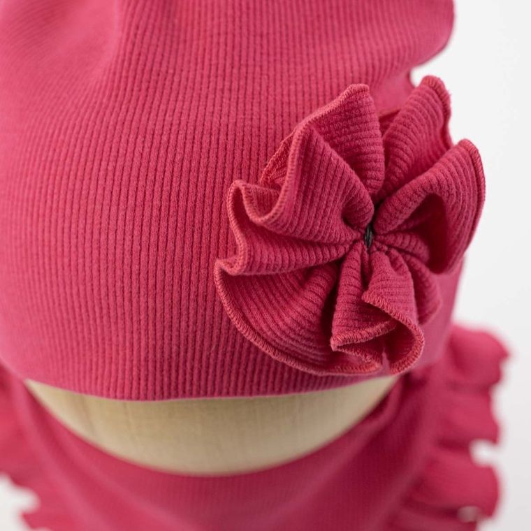 Komplet dziewczęcy, Czapka, Apaszka, bordowy, Nicol