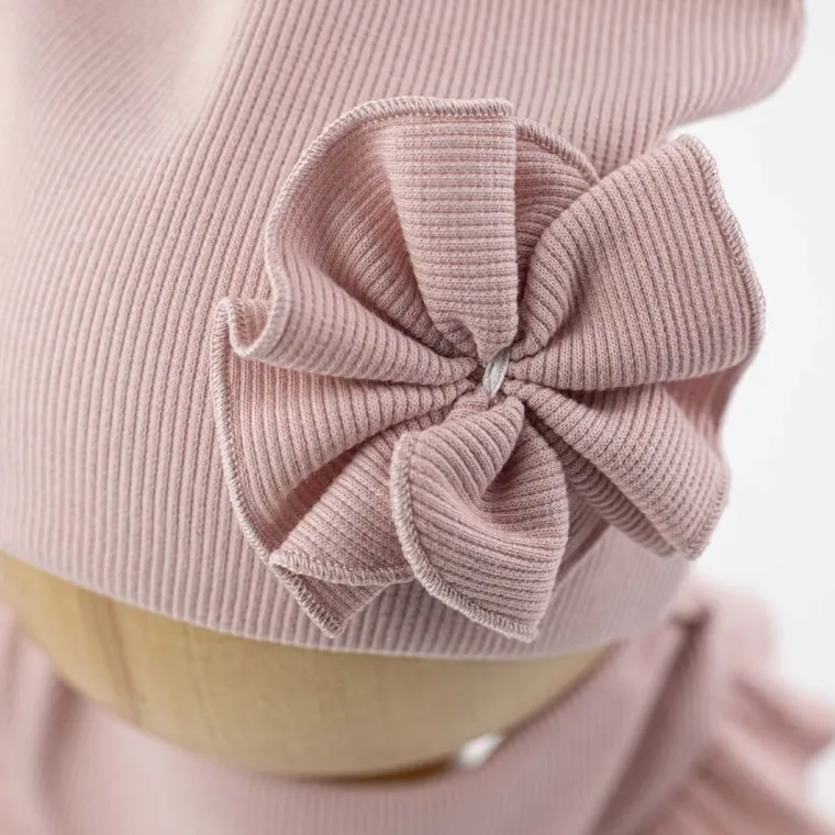 Komplet dziewczęcy, Czapka, Apaszka, jasnoróżowy, Nicol