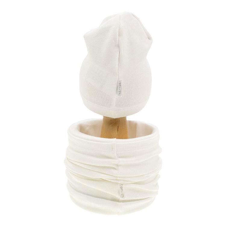 Komplet dziewczęcy, Czapka, Komin, ecru, Nicol