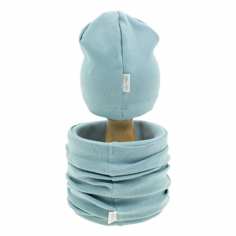 Komplet dziewczęcy, Czapka, Komin, niebieski, Nicol