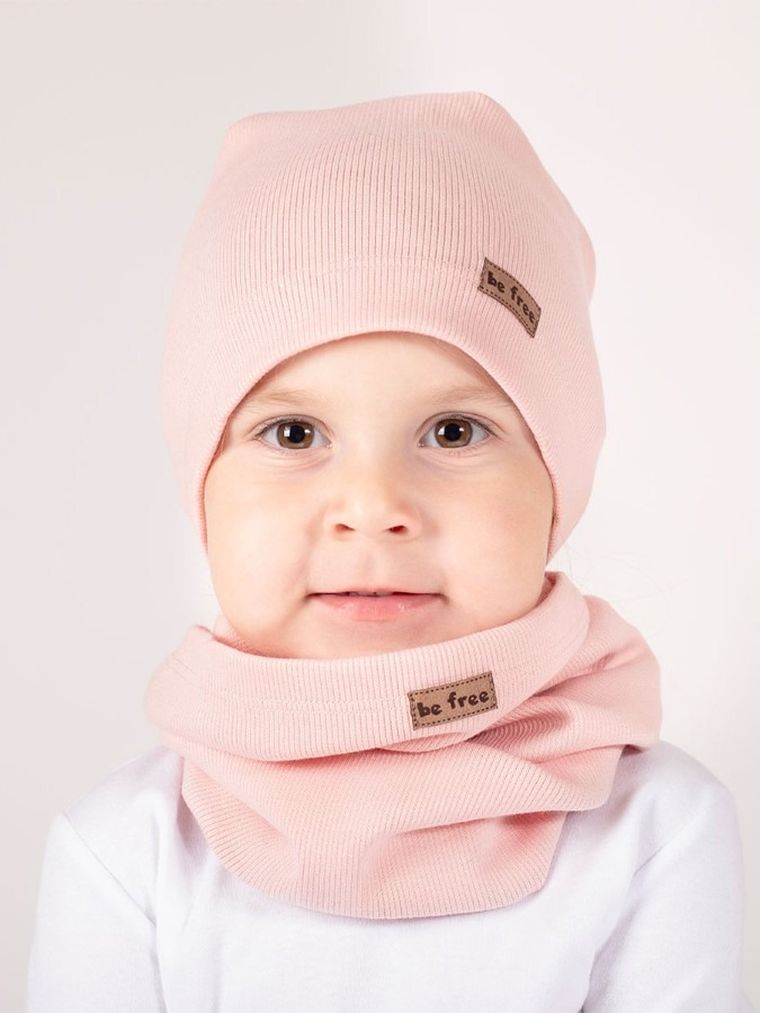 Komplet dziewczęcy, Czapka, Komin, różowy, Nicol