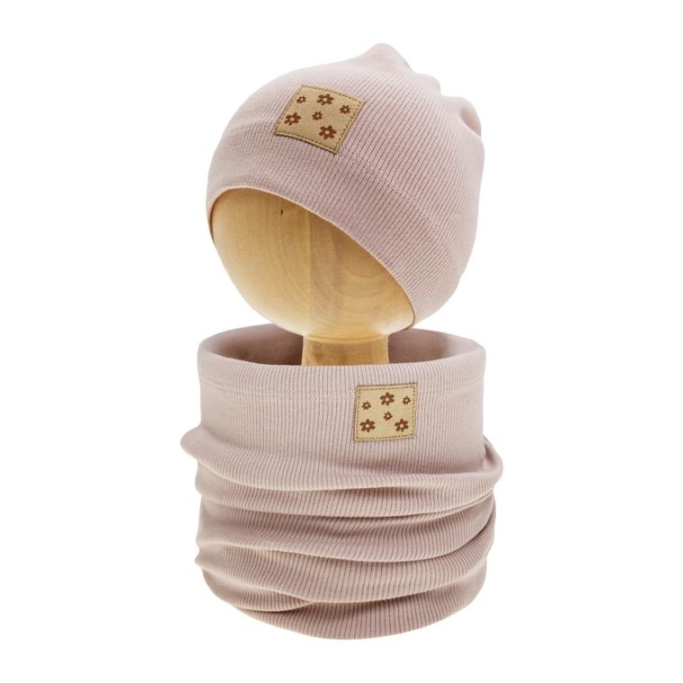 Komplet dziewczęcy, Czapka, Komin, różowy, Nicol