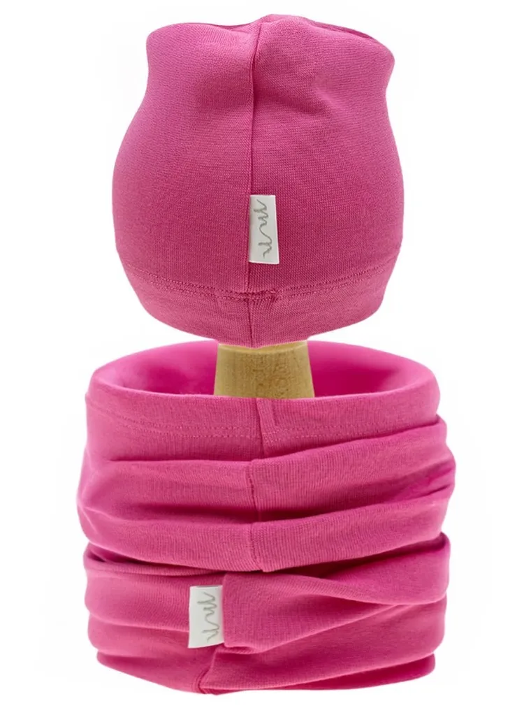 Komplet dziewczęcy, Czapka, Komin, różowy, Nicol