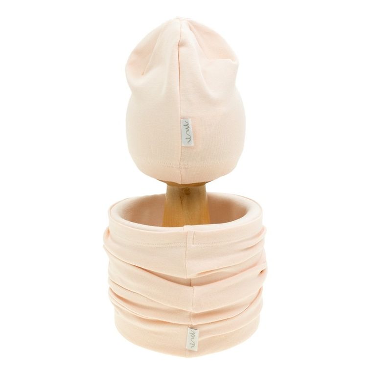 Komplet dziewczęcy, Czapka, Komin, różowy, Nicol