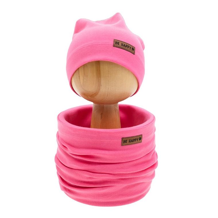 Komplet dziewczęcy, Czapka, Komin, różowy, Nicol