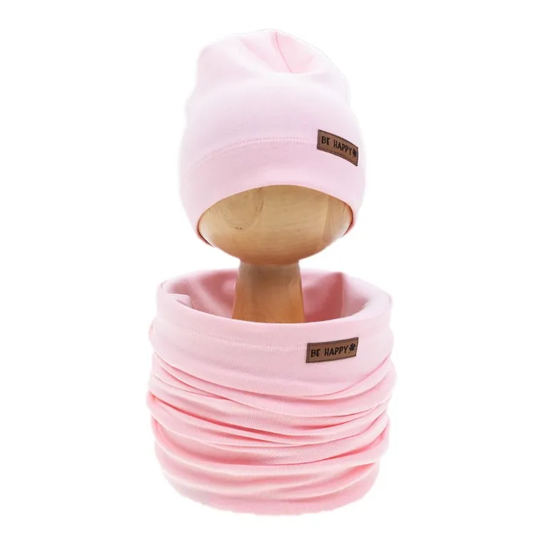 Komplet dziewczęcy, Czapka, Komin, różowy, Nicol