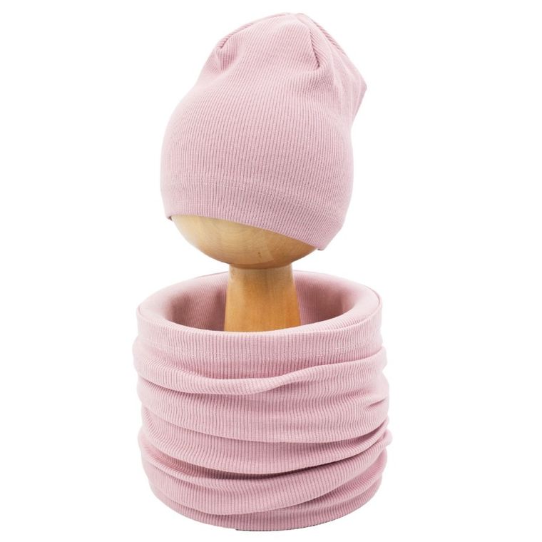 Komplet dziewczęcy, Czapka, Komin, różowy, Nicol