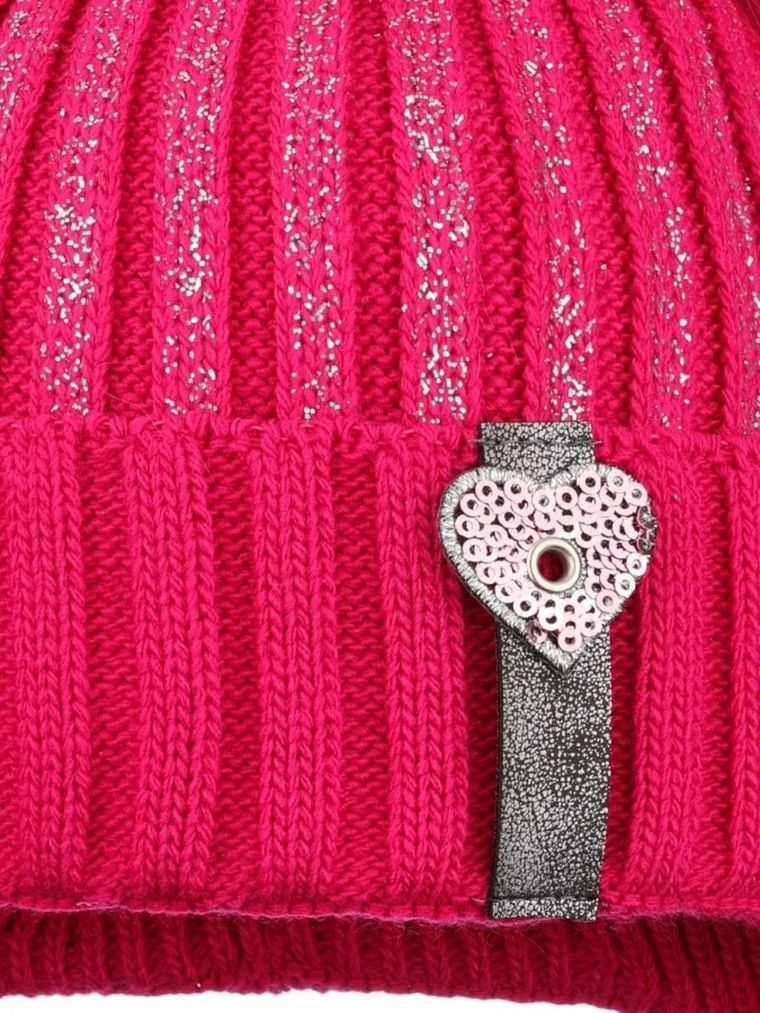 Komplet dziewczęcy, Czapka z pomponami, Komin, różowy, Ambra