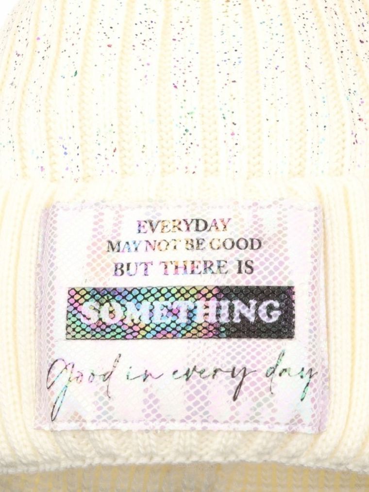 Komplet dziewczęcy, Czapka z pomponem, Komin, ecru, Ambra