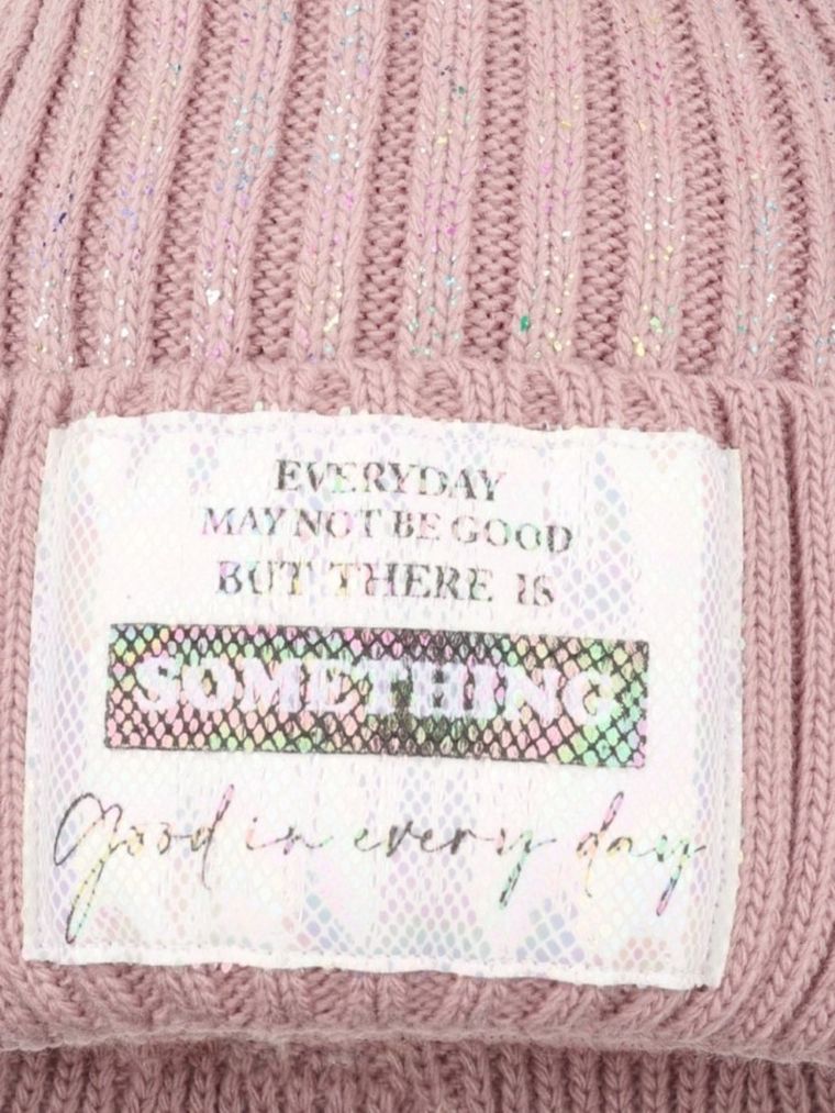 Komplet dziewczęcy, Czapka z pomponem, Komin, różowy, Ambra