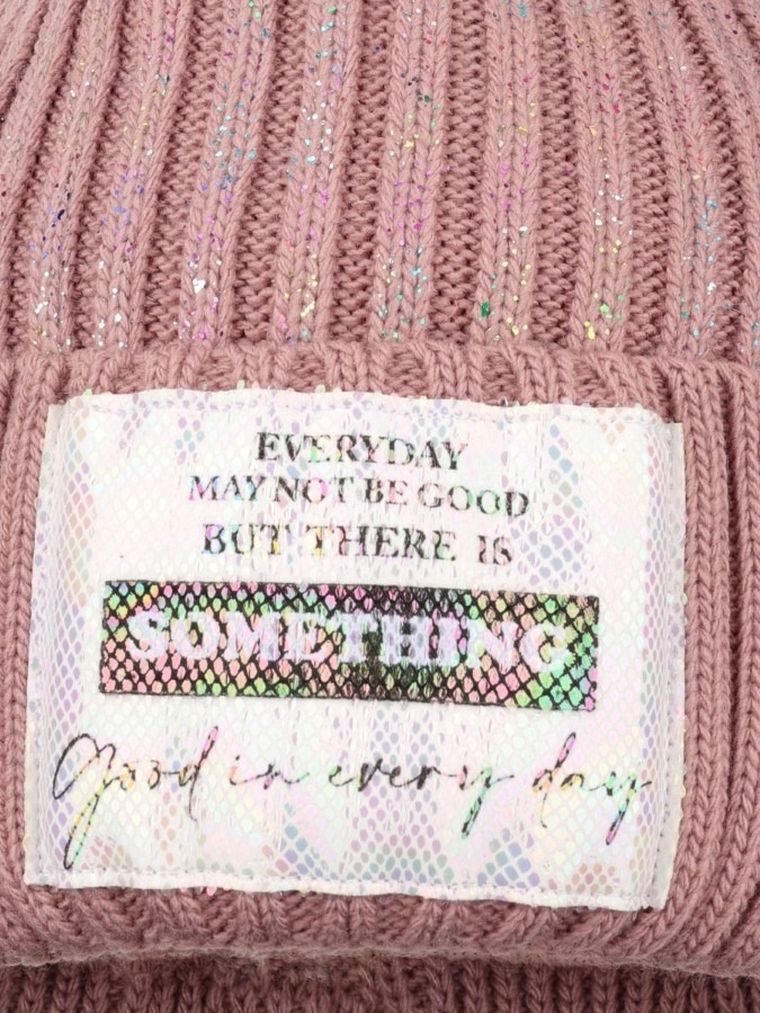 Komplet dziewczęcy, Czapka z pomponem, Komin, różowy, Ambra