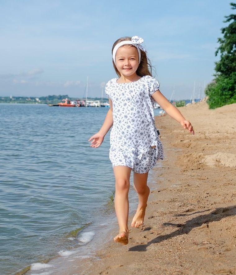 Komplet dziewczęcy, Sukienka, Opaska, biały, Nicol