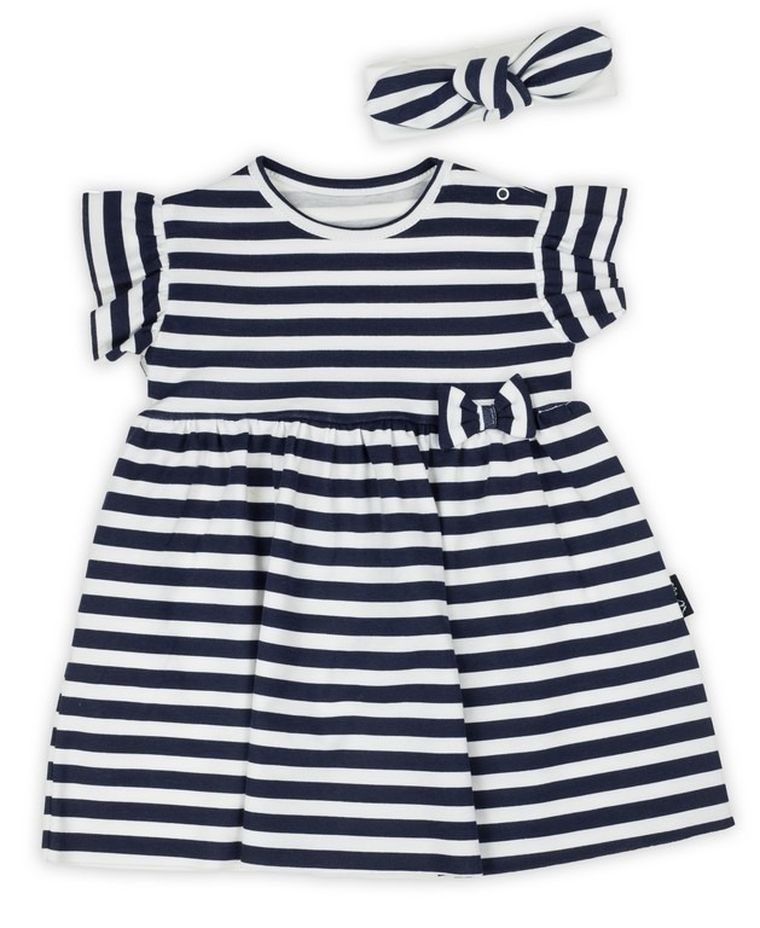 Komplet dziewczęcy, Sukienka, Opaska, granatowy, Nicol