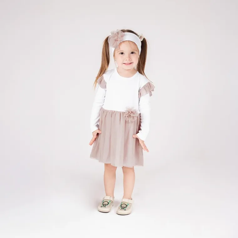 Komplet dziewczęcy, Sukienka z długim rękawem, Opaska, Nicol