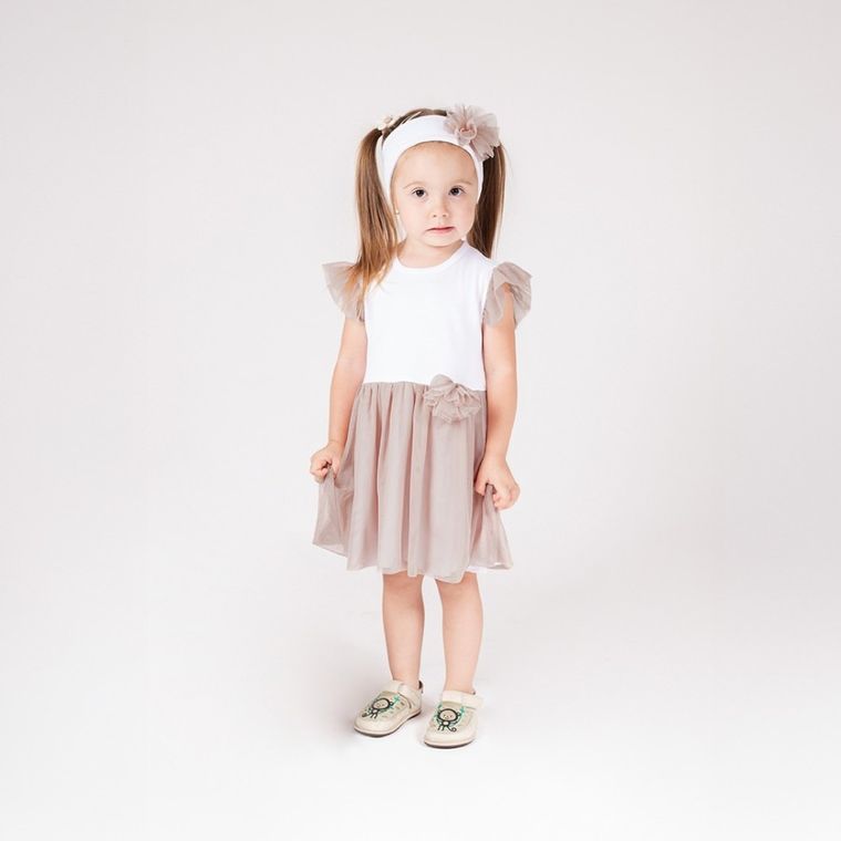 Komplet dziewczęcy, Sukienka z krótkim rękawem, Opaska, Nicol