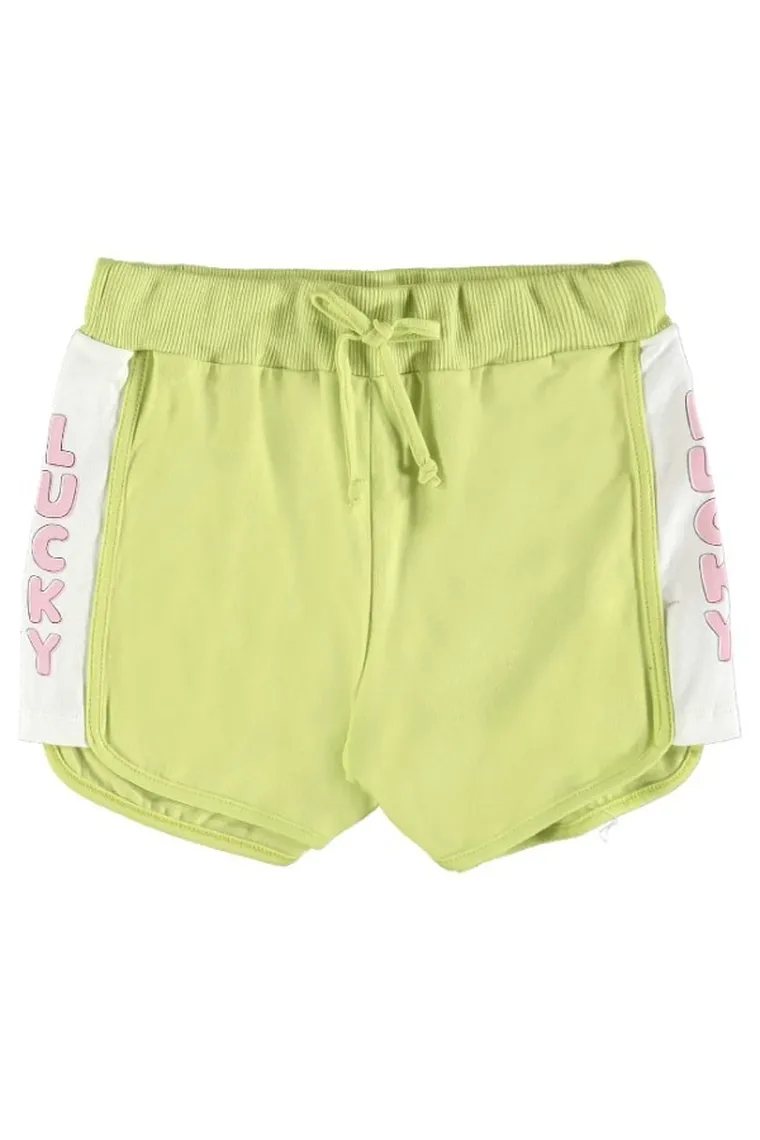 Komplet dziewczęcy, T-shirt crop top, Szorty, zielony, Quimby