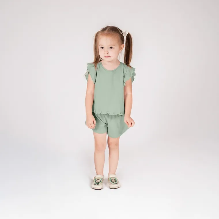 Komplet dziewczęcy, T-shirt, Szorty, zielony, Nicol