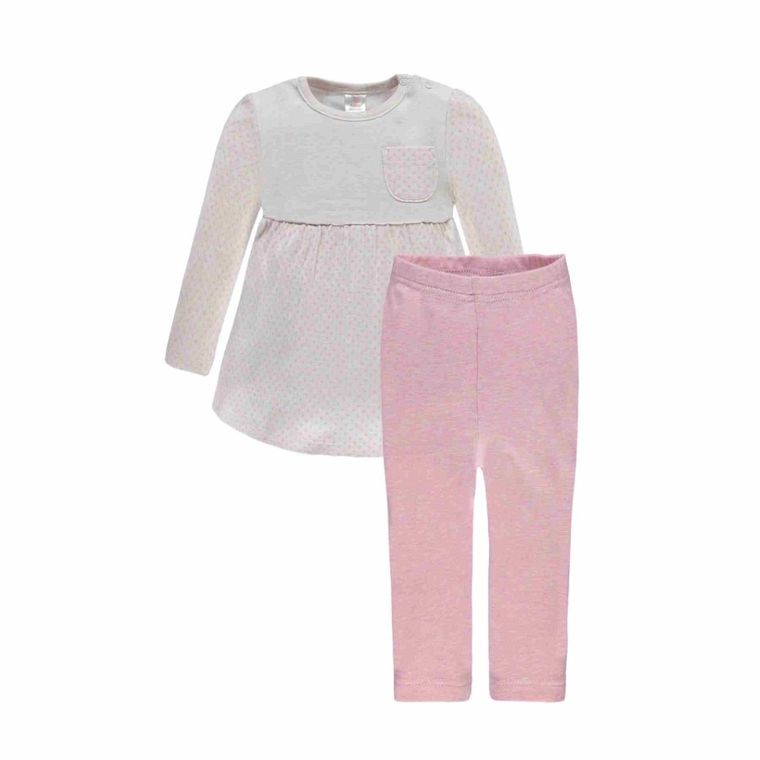 Komplet dziewczęcy, Tunika, Legginsy, różowy, Kanz