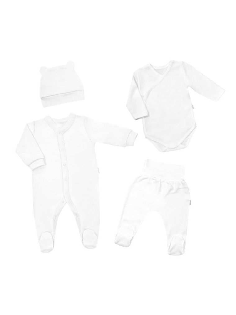 Komplet niemowlęcy 4-częściowy, biały, Nicol