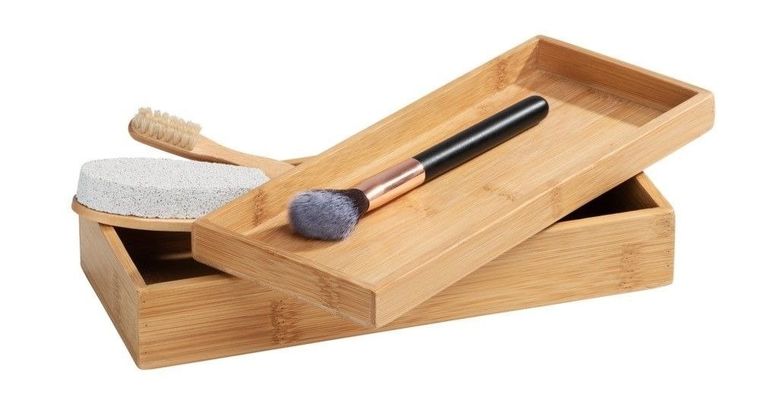 Komplet tac łazienkowych, Terra, bambus, 2 szt.