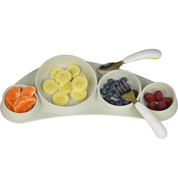 Koo-di, Tiny Tapas, silikonowy talerz, light grey