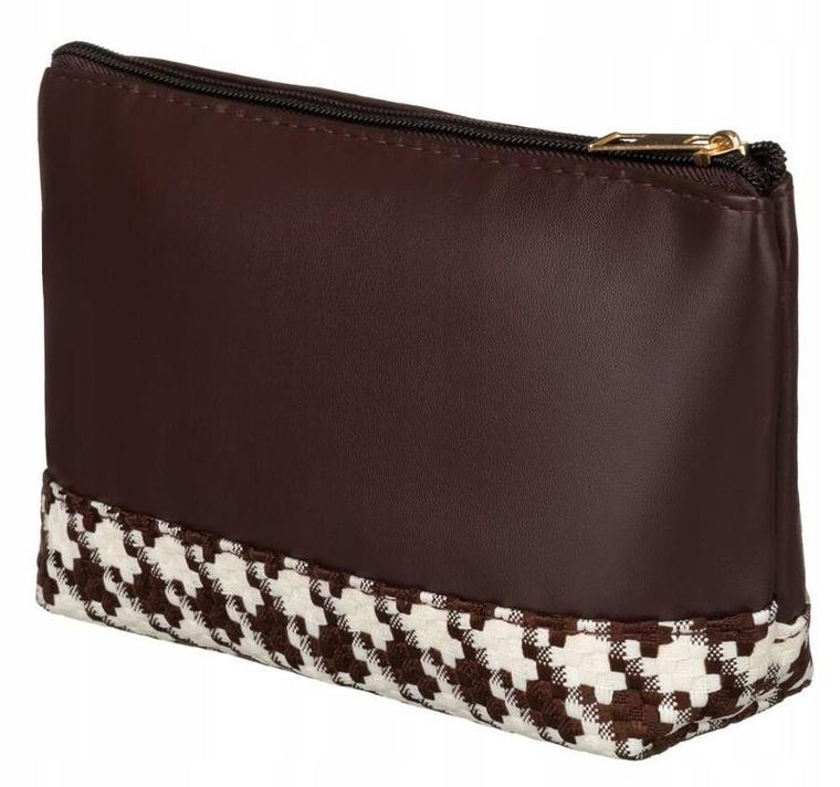 Kosmetyczka podróżna, brązowa, skóra ekologiczna, Rovicky