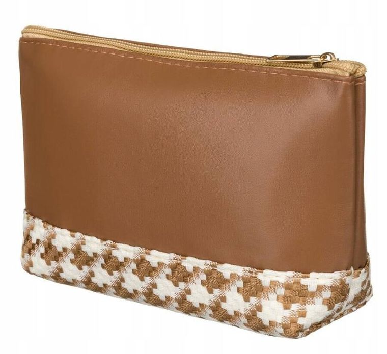 Kosmetyczka podróżna, brązowa, skóra ekologiczna, Rovicky