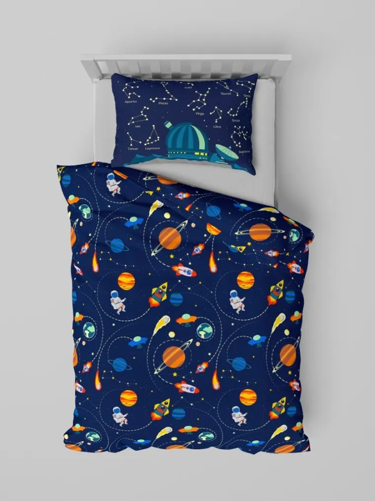 Kosmos, 2-częściowy komplet pościeli bawełnianej, 160-200 cm