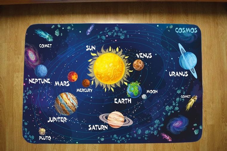 Kosmos, dywan dla dzieci, ultra miękki, po angielsku, 100-150 cm