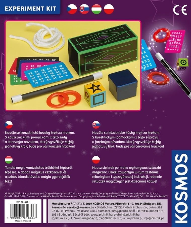 Kosmos, sztuczki magiczne, zestaw eksperymentalny