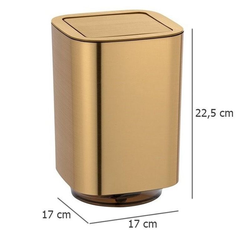 Kosz łazienkowy, Auron z obrotową pokrywą, złoty