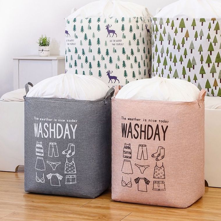 Kosz na pranie, pojemnik na bieliznę, różowy