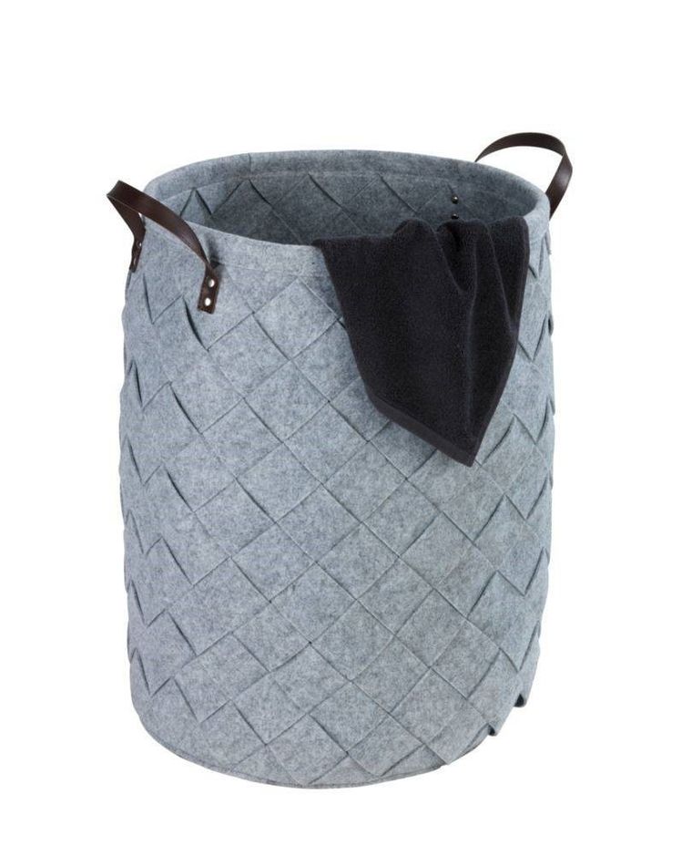 Kosz na pranie z uchwytami, Trovo, szary