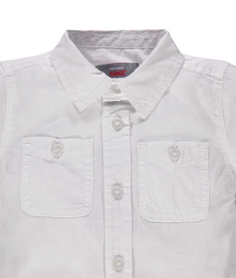 Koszula chłopięca z długim rękawem, biała, Kanz