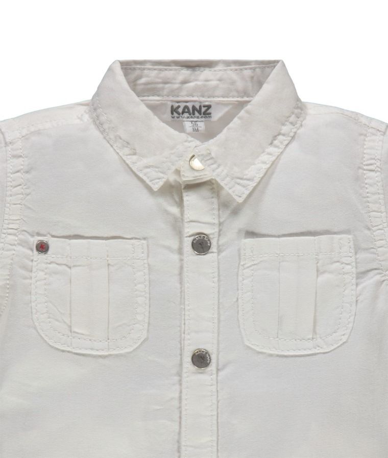 Koszula chłopięca z długim rękawem, biała, Kanz