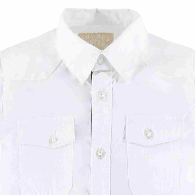 Koszula chłopięca z długim rękawem, biała, Kanz