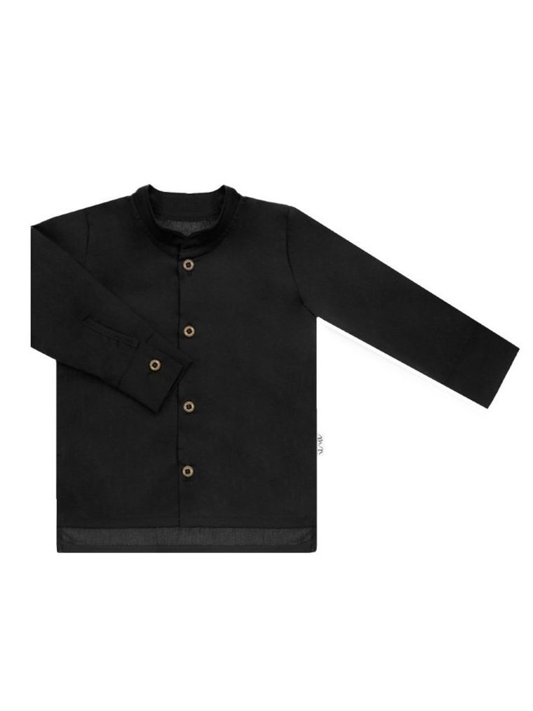 Koszula chłopięca z długim rękawem, czarna, Nicol