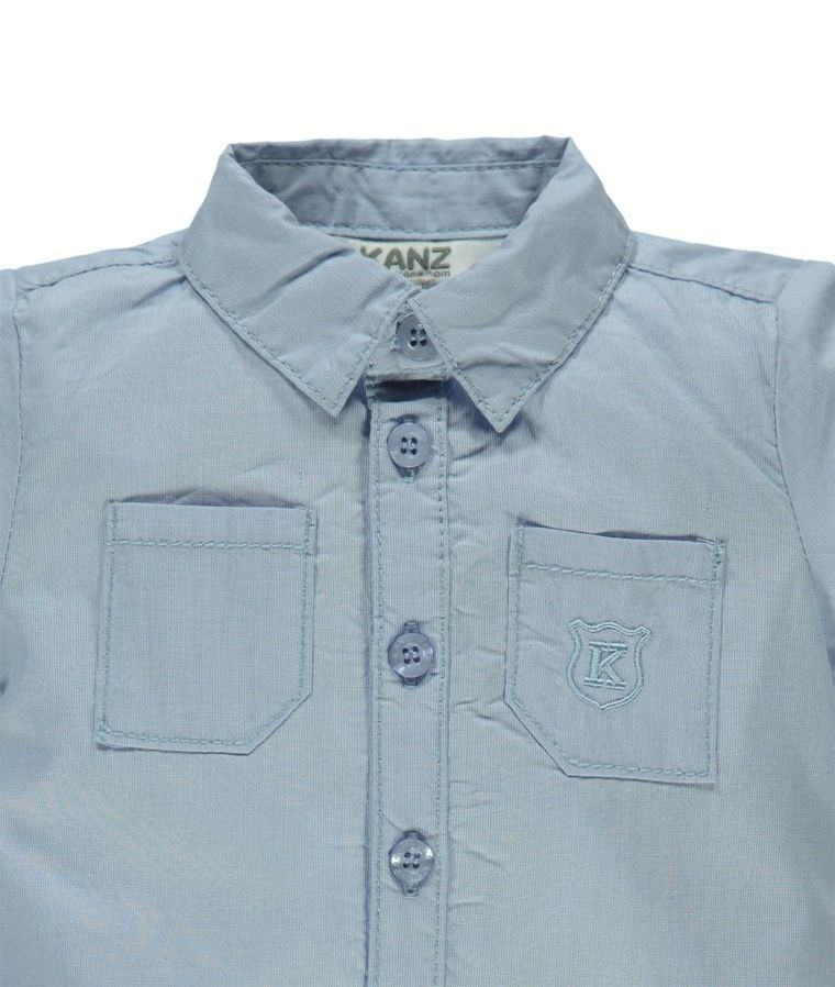 Koszula chłopięca z długim rękawem, jasnoniebieska, Kanz