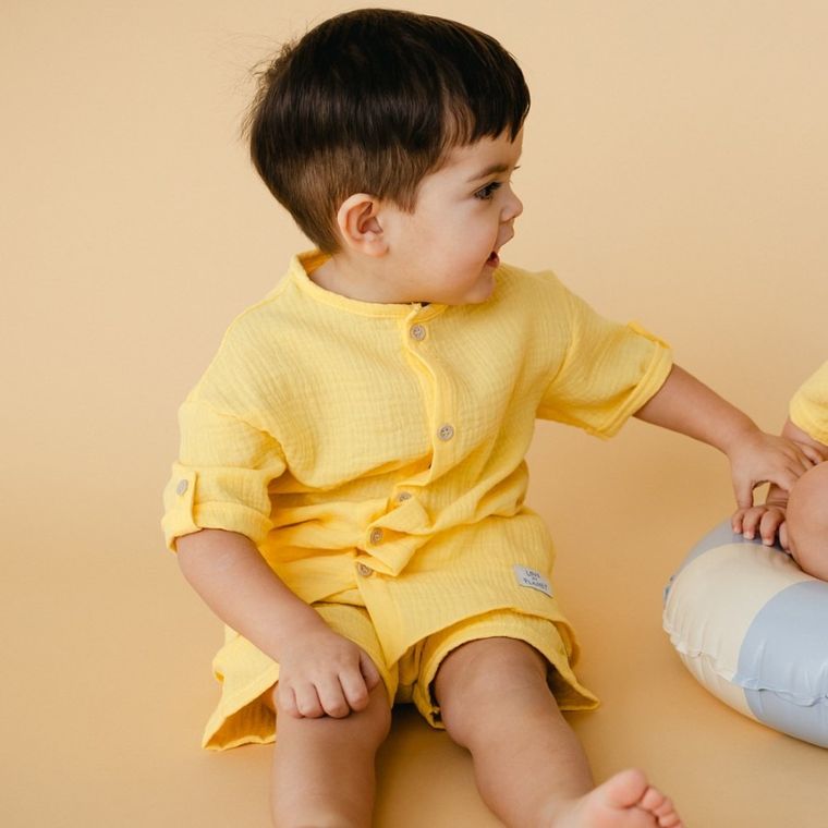 Koszula chłopięca z krótkim rękawem, żółta, Eevi