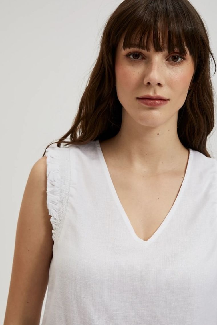 Koszula damska bez rękawów, biała, Moodo