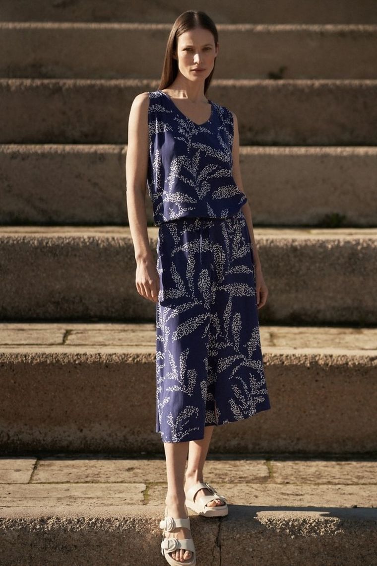 Koszula damska bez rękawów, granatowa, Moodo