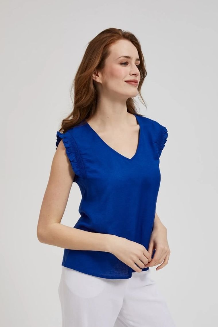 Koszula damska bez rękawów, granatowa, Moodo