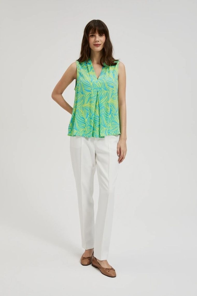 Koszula damska bez rękawów, turkusowa, Moodo