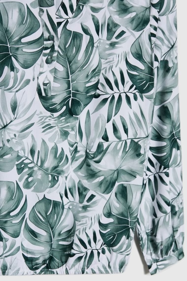 Koszula damska, biało-zielona, Moodo