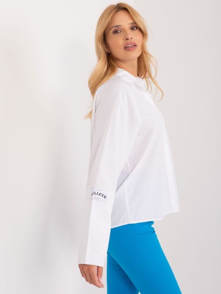 Koszula damska z długim rękawem, biała, Lykoss