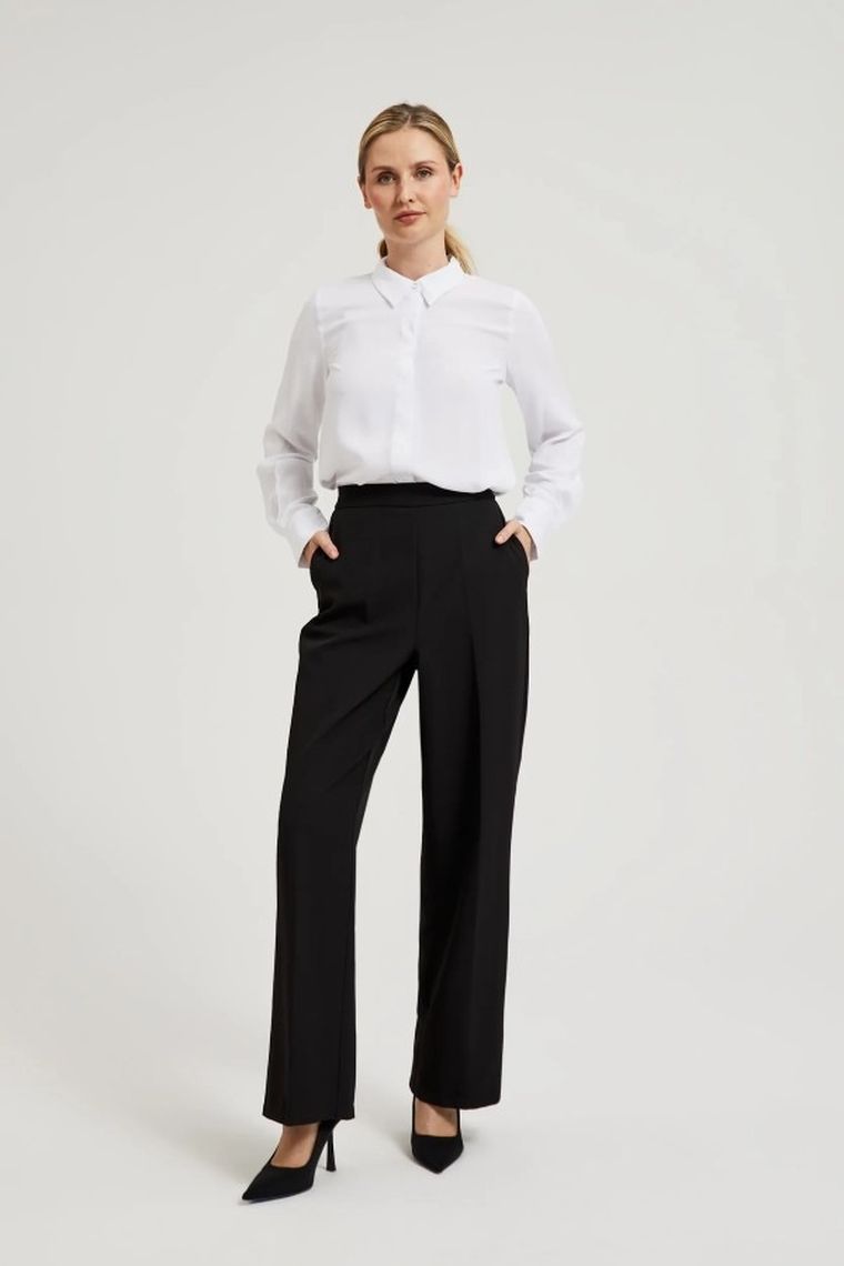 Koszula damska z długim rękawem, biała, Moodo