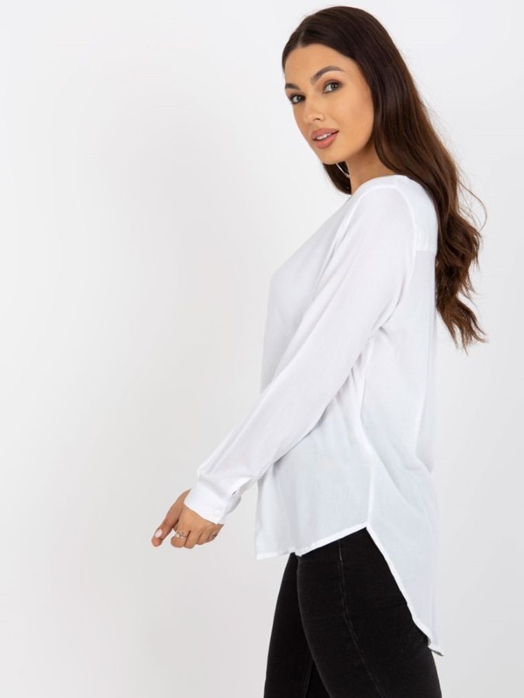 Koszula damska z długim rękawem, biała, Sublevel