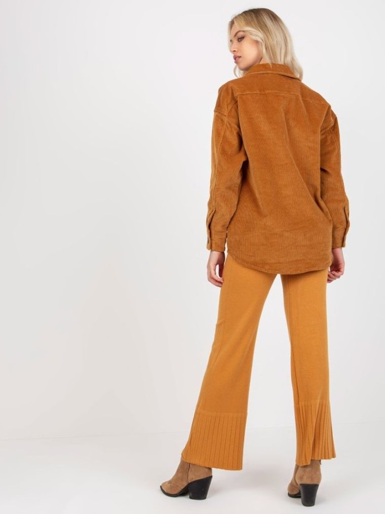 Koszula damska z długim rękawem, brązowa, Factory Price