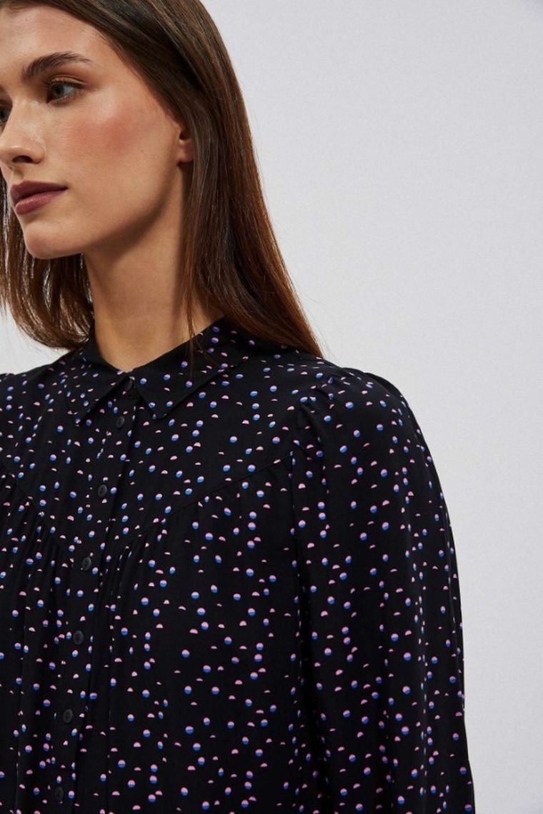 Koszula damska z długim rękawem, czarna, Moodo