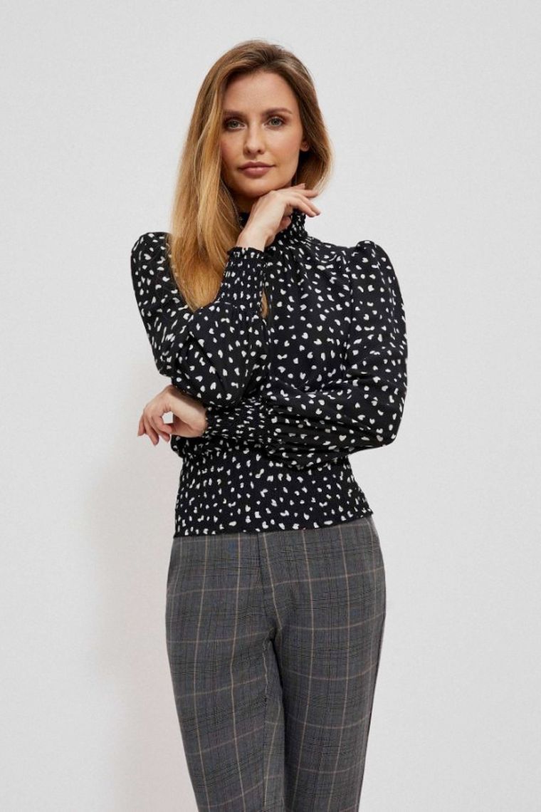 Koszula damska z długim rękawem, czarna, Moodo